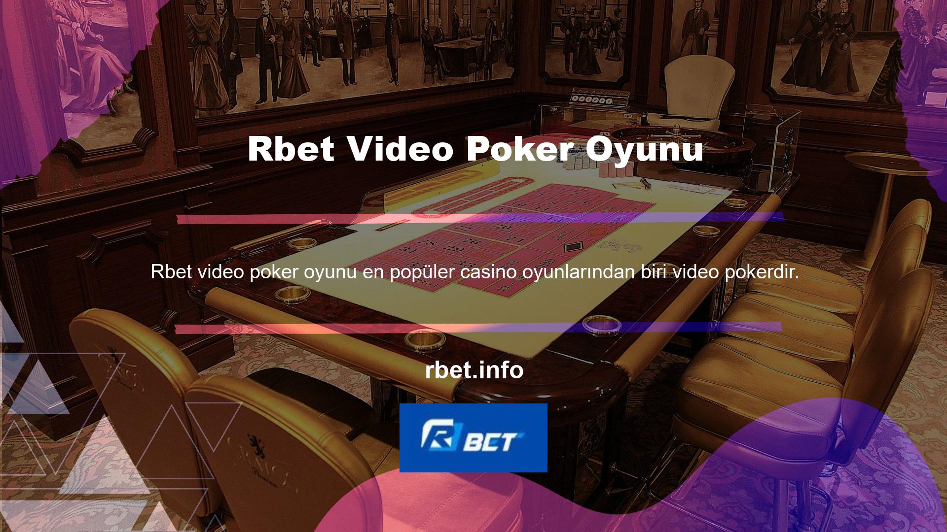 Casino oyunları kitaplığının bir kısmı aynı zamanda video poker varyasyonlarının yayın bölümüdür